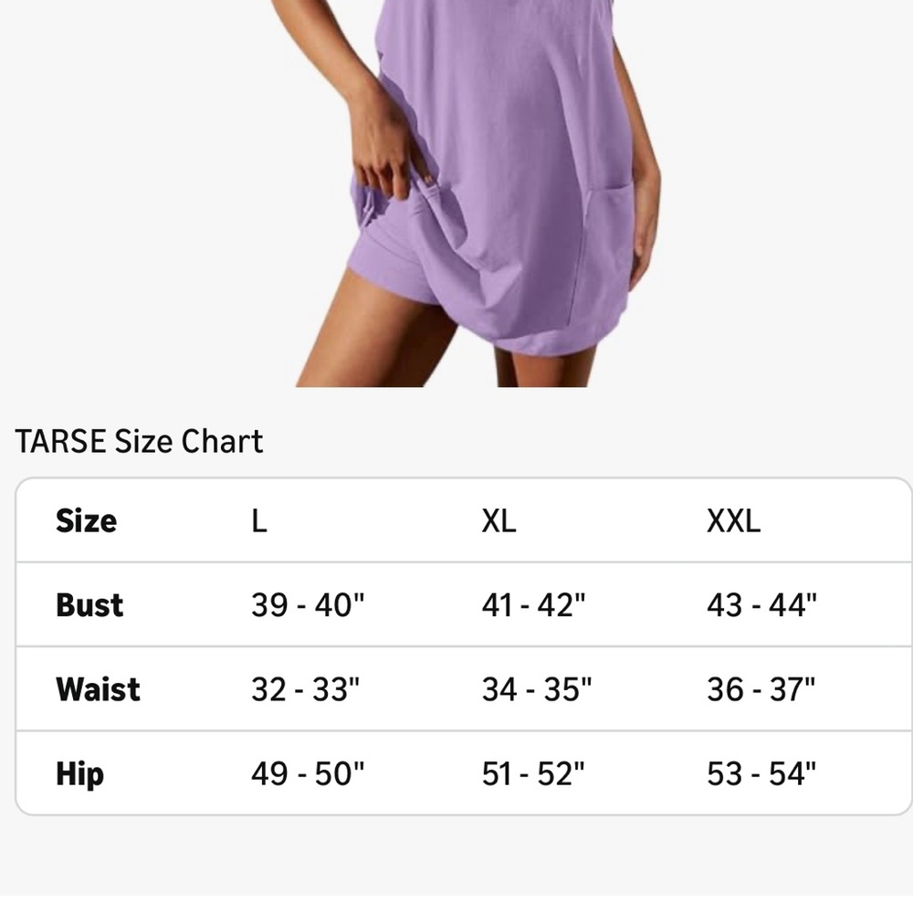 TARSE Women’s Athletic Dress With Hidden Shorts And Dual Pockets In  Lavender XL - Picture 16 of 16